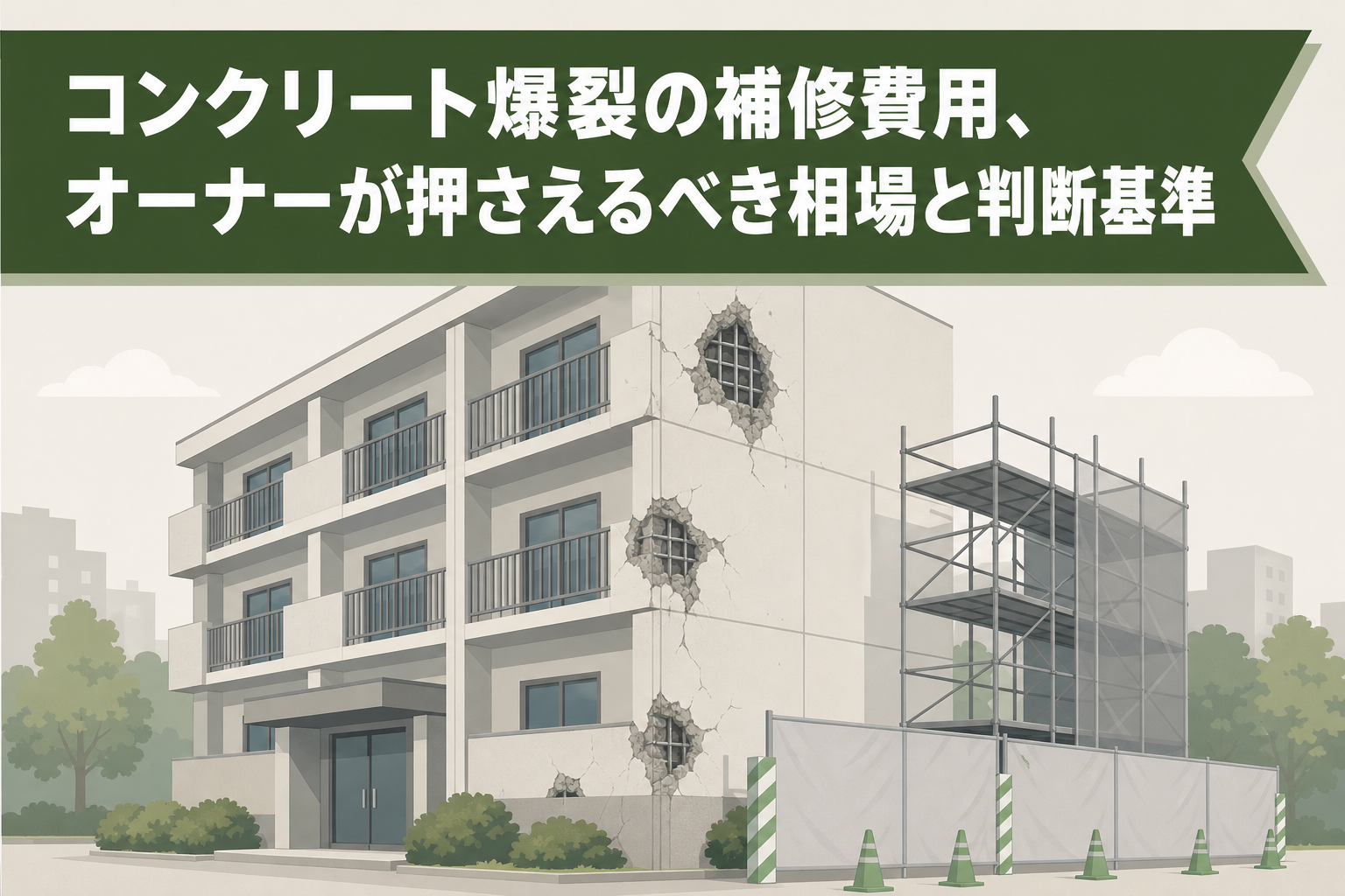 コンクリート爆裂の補修費用、オーナーが押さえるべき相場と判断基準