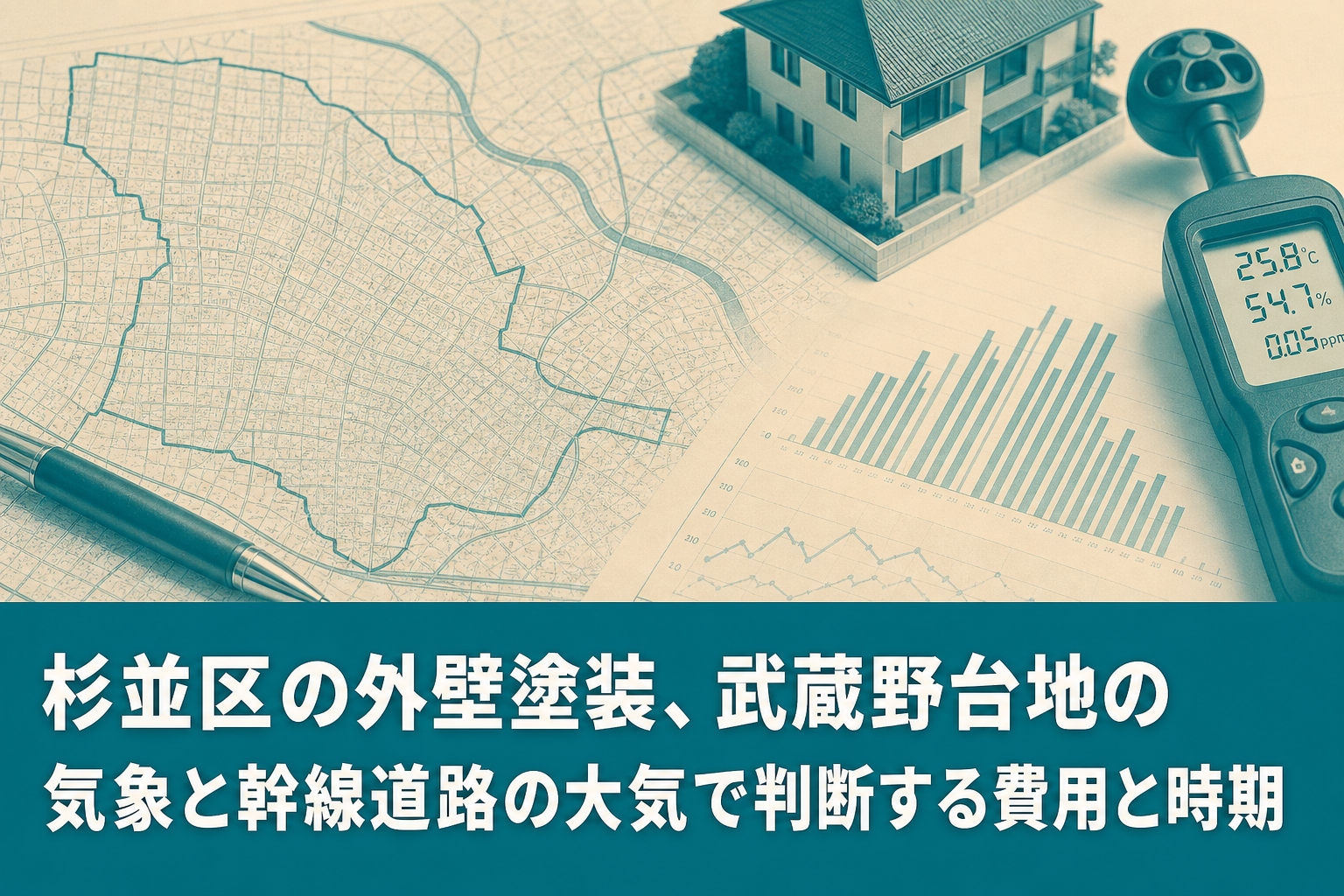 杉並区の外壁塗装、武蔵野台地の気象と幹線道路の大気で判断する費用と時期