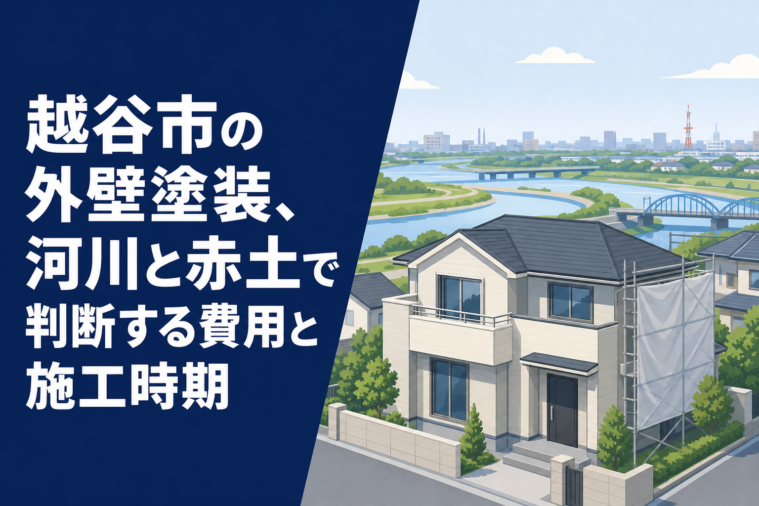 越谷市の外壁塗装、河川と赤土で判断する費用と施工時期