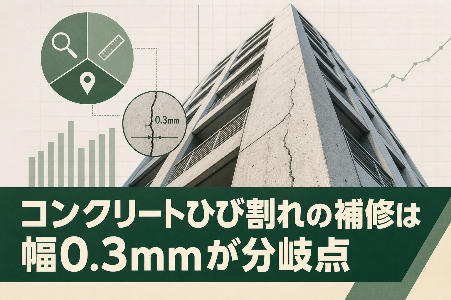 コンクリートひび割れの補修は幅0.3mmが分岐点——DIYと業者判断の見極め方