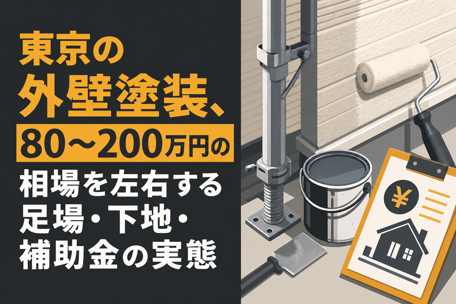 東京の外壁塗装、80〜200万円の相場を左右する足場・下地・補助金の実態