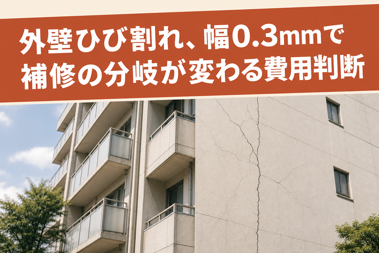 外壁ひび割れ、幅0.3mmで補修の分岐が変わる費用判断