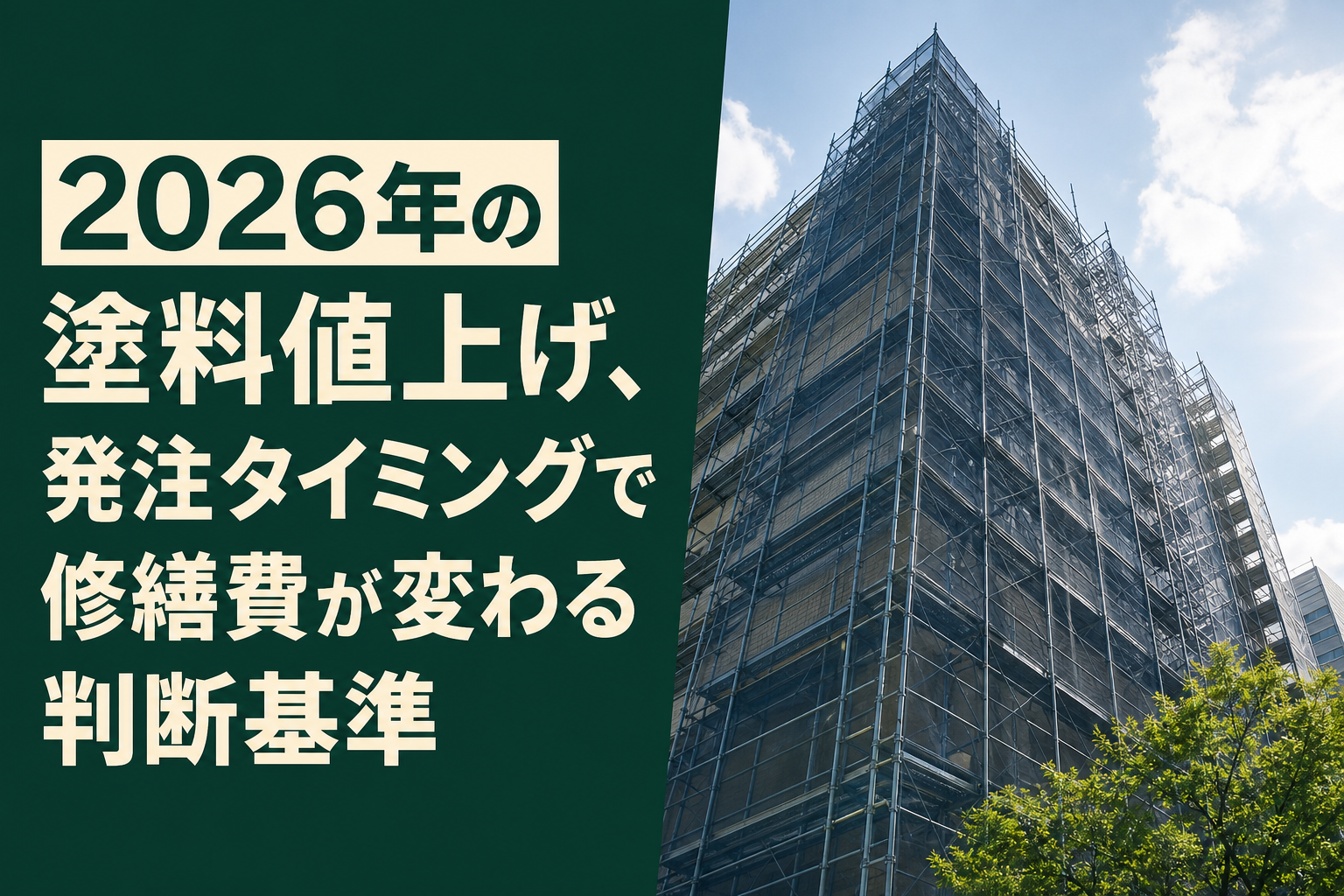 2026年の塗料値上げ、発注タイミングで修繕費が変わる判断基準