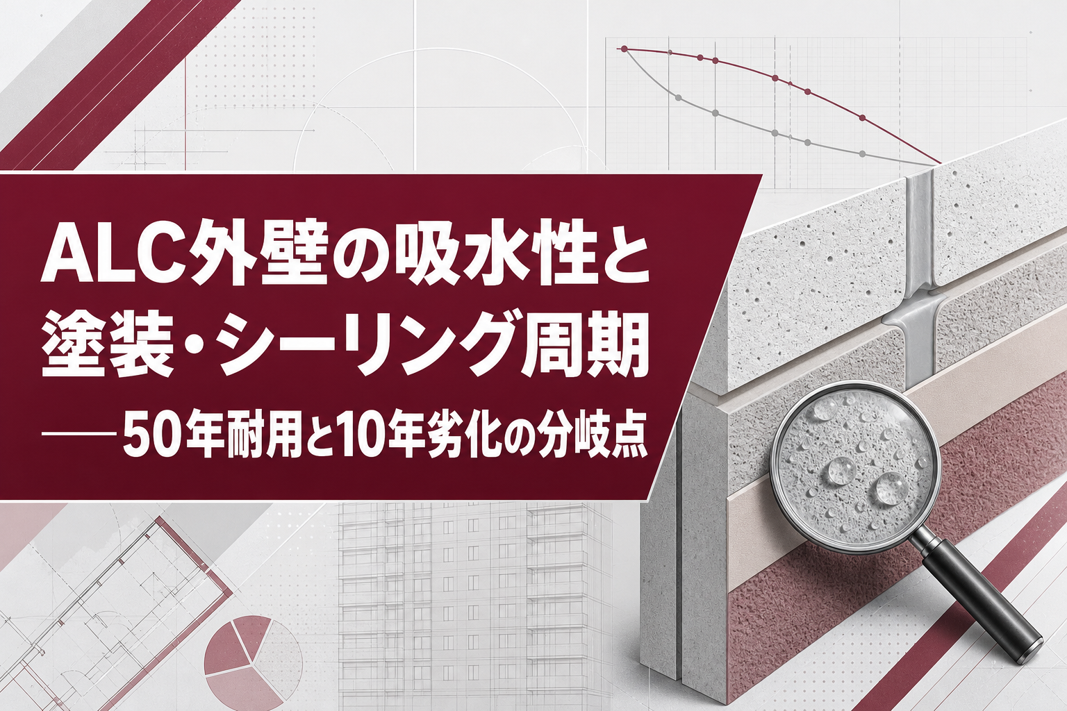 ALC外壁の吸水性と塗装・シーリング周期——50年耐用と10年劣化の分岐点